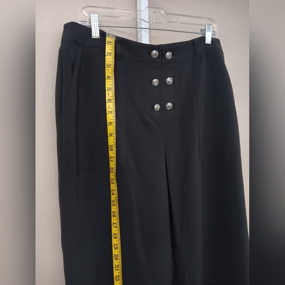 Karl Lagerfeld Paris Women's (Size 12) Black Sailor Wide Leg Cropped Pants (NWT) - Picture 9 of 12
